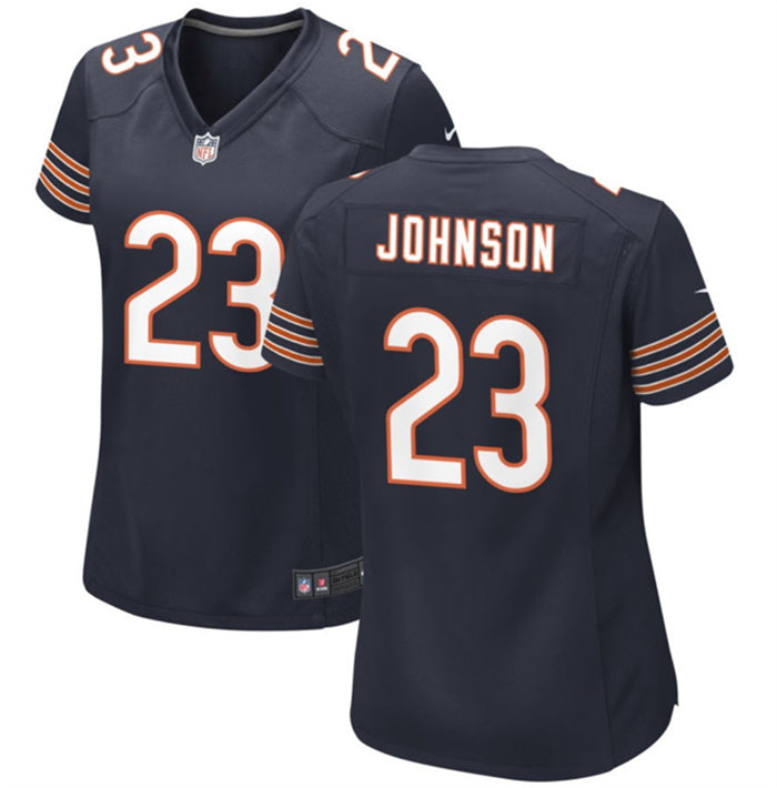 Custom Women’s Chicago Bears #23 Roschon Johnson Navy Stitched Game Jersey(Run Small)