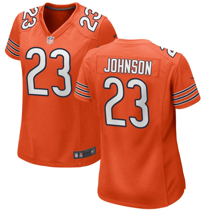 Custom Women’s Chicago Bears #23 Roschon Johnson Orange Stitched Game Jersey(Run Small)