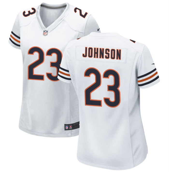 Custom Women’s Chicago Bears #23 Roschon Johnson White Stitched Game Jersey(Run Small)