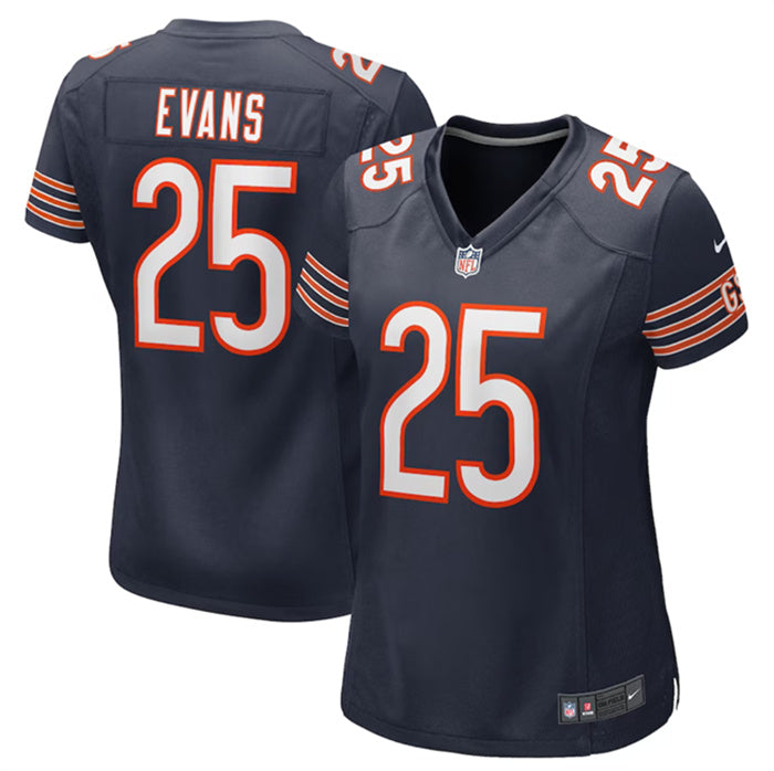 Custom Women’s Chicago Bears #25 Darrynton Evans Navy Stitched Jersey(Run Small)