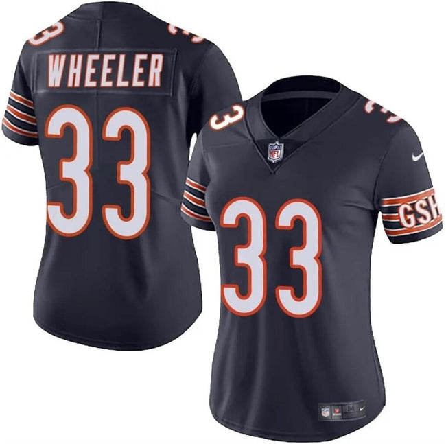 Custom Women’s Chicago Bears #33 Ian Wheeler Navy 2024 Vapor Stitched Jersey(Run Small)