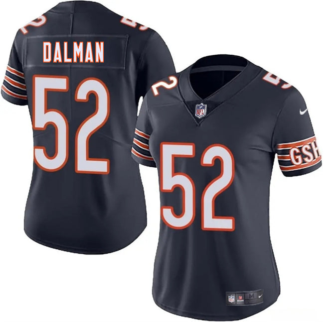 Custom Women’s Chicago Bears #52 Drew Dalman Navy 2025 Vapor Stitched Jersey(Run Small)