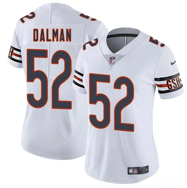 Custom Women’s Chicago Bears #52 Drew Dalman White 2025 Vapor Stitched Jersey(Run Small)