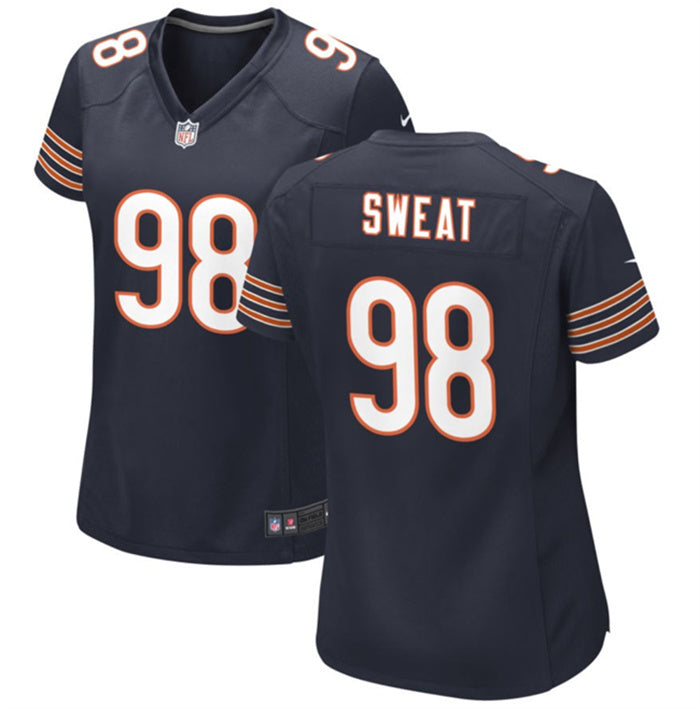 Custom Women’s Chicago Bears #98 Montez Sweat Navy Stitched Jersey(Run Small)