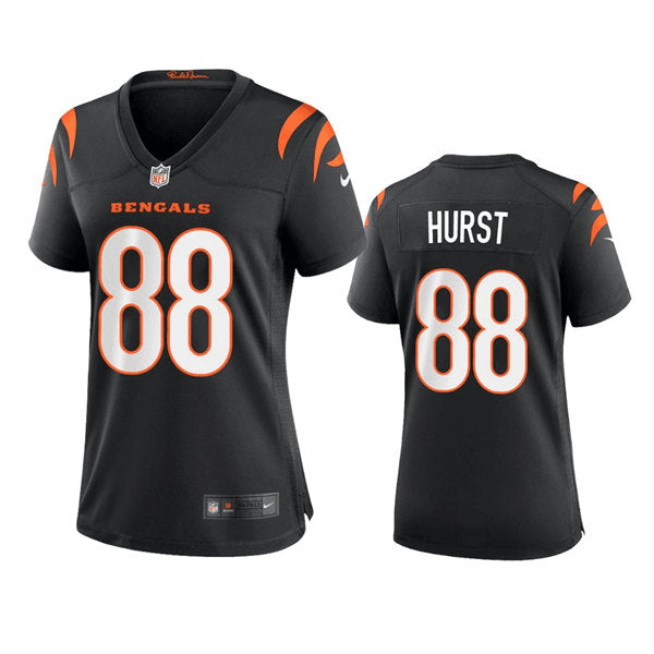 Custom Women’s Cincinnati Bengals #88 Hayden Hurst Black Stitched Game Jersey(Run Small)