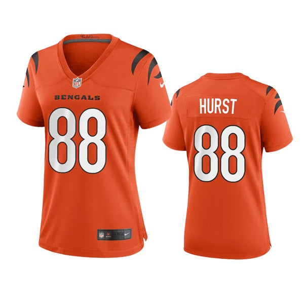 Custom Women’s Cincinnati Bengals #88 Hayden Hurst Orange Stitched Game Jersey(Run Small)