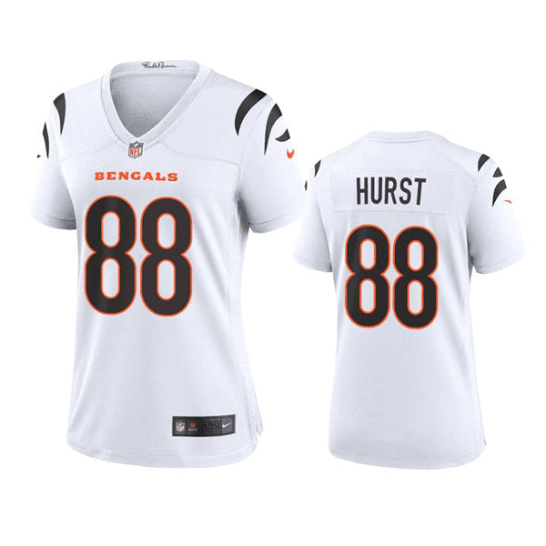 Custom Women’s Cincinnati Bengals #88 Hayden Hurst White Stitched Game Jersey(Run Small)