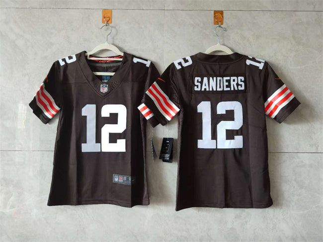 Custom Women’s Cleveland Browns #12 Shedeur Sanders Brown 2024 Stitched Jersey(Run Small)
