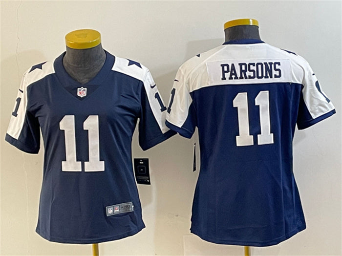 Custom Women’s Dallas Cowboys #11 Micah Parsons Navy White Vapor Untouchable Limited Stitched Jersey(Run Small)
