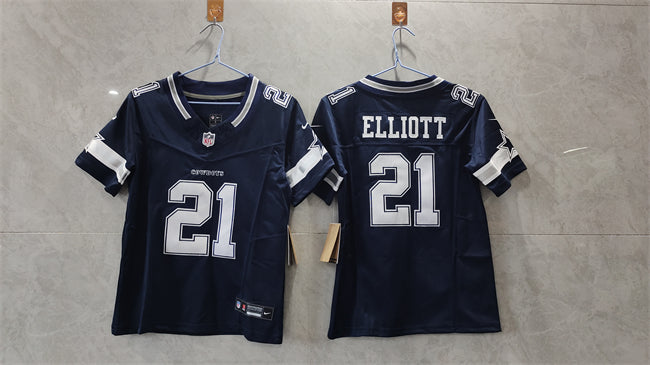 Custom Women’s Dallas Cowboys #21 Ezekiel Elliott Navy 2023 F.U.S.E. Limited Stitched Jersey(Run Small)
