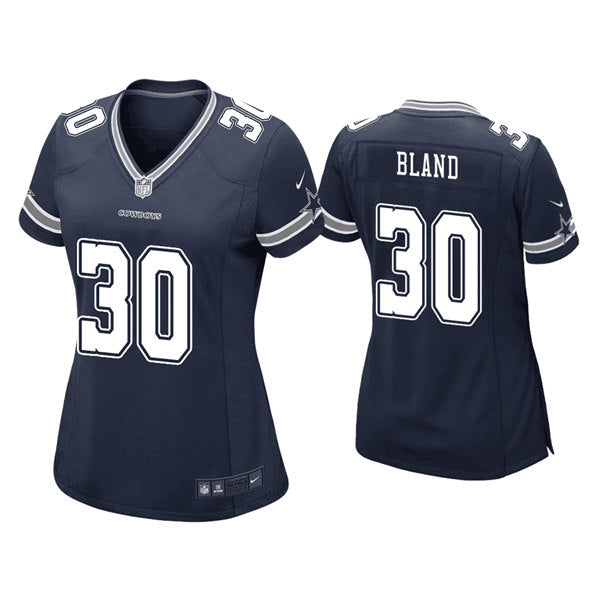 Custom Women’s Dallas Cowboys #30 DaRon Bland Navy Stitched Game Jersey(Run Small)