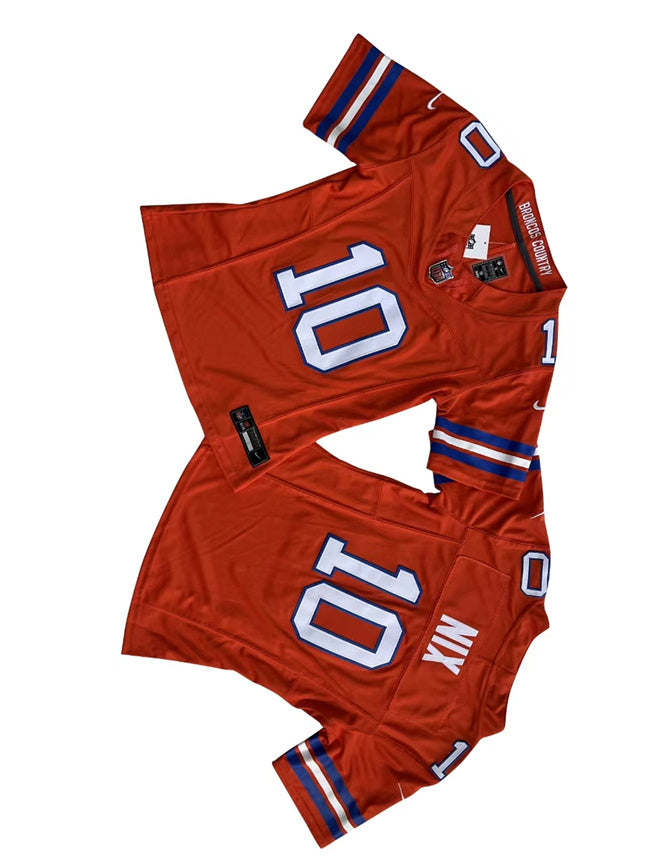 Custom Women’s Denver Broncos #10 Bo Nix Orange 2024 F.U.S.E Throwback Stitched Jersey(Run Small)