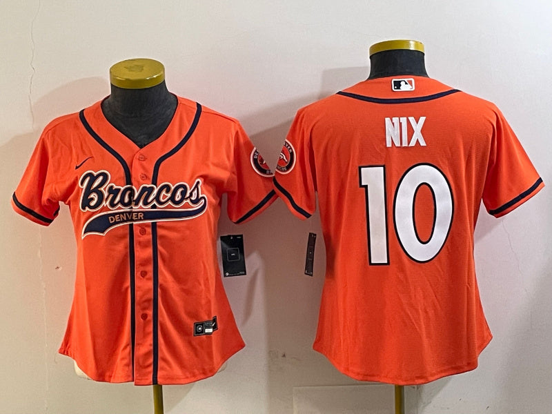 Custom Women’s Denver Broncos #10 orange Cool Base Stitched Baseball Jerseys