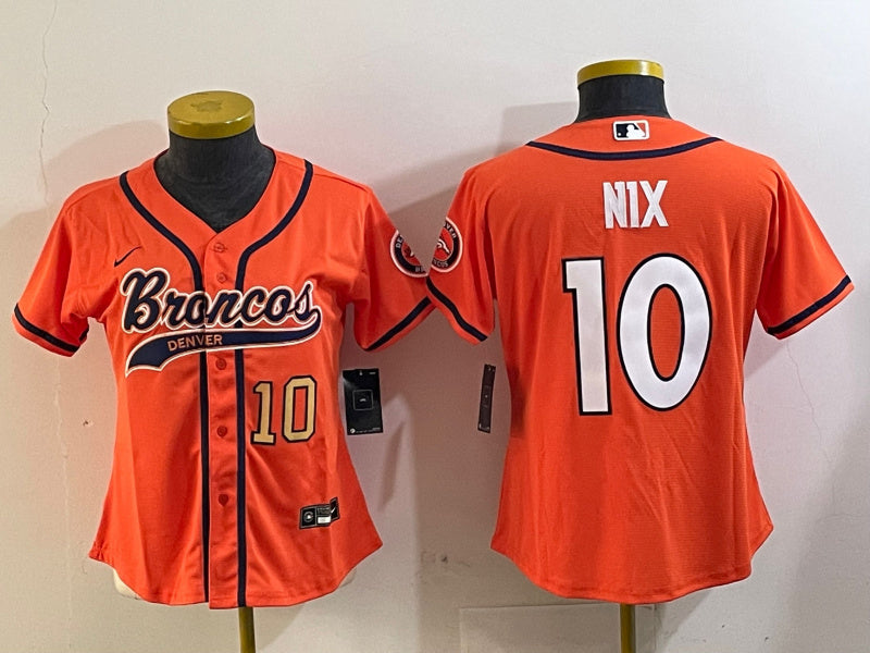 Custom Women’s Denver Broncos #10 orange Cool Base Stitched Baseball Jerseys