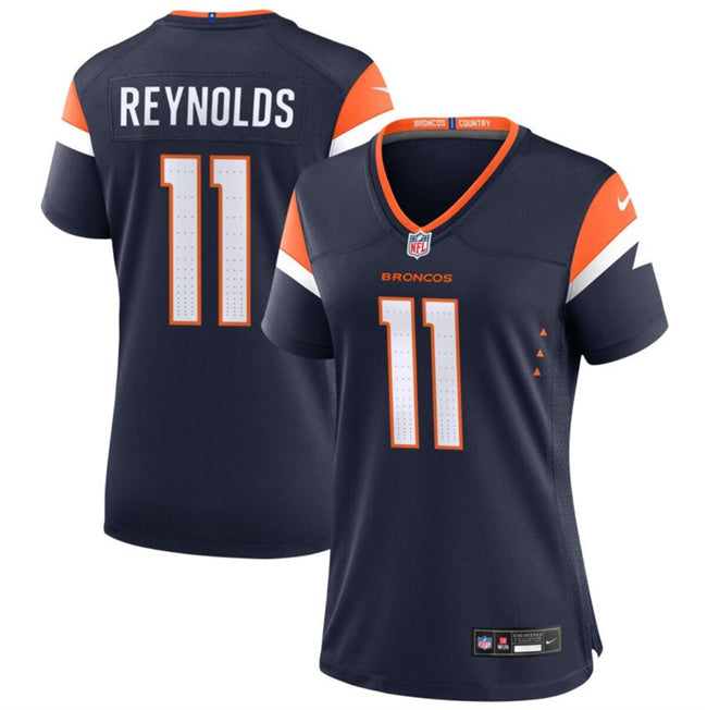 Custom Women’s Denver Broncos #11 Josh Reynolds Navy 2024 Alternate Stitched Jersey(Run Small)