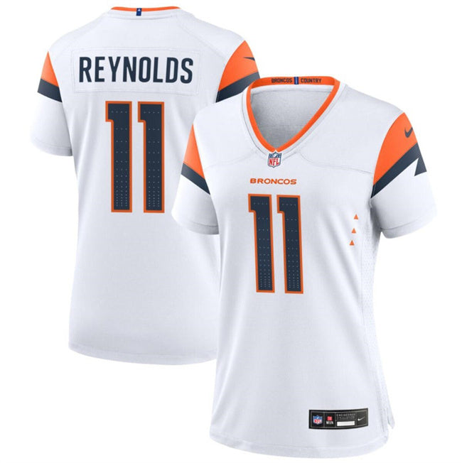 Custom Women’s Denver Broncos #11 Josh Reynolds White 2024 Stitched Jersey(Run Small)