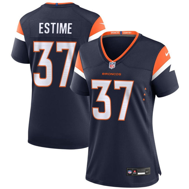 Custom Women’s Denver Broncos #37 Audric Estime Navy 2024 Alternate Stitched Jersey(Run Small)