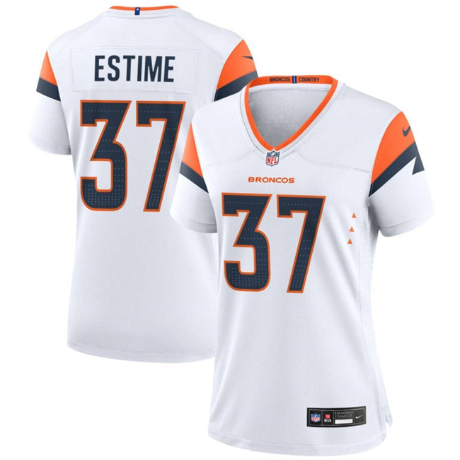 Custom Women’s Denver Broncos #37 Audric Estime White 2024 Stitched Jersey(Run Small)