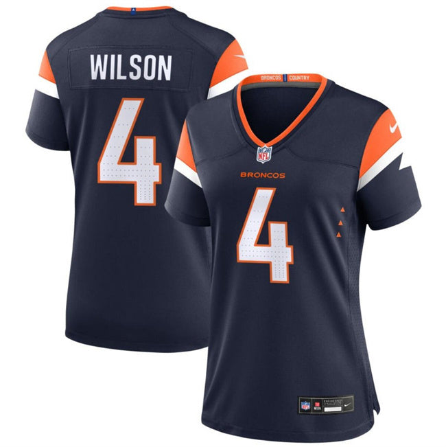 Custom Women’s Denver Broncos #4 Zach Wilson Navy 2024 Alternate Stitched Jersey(Run Small)