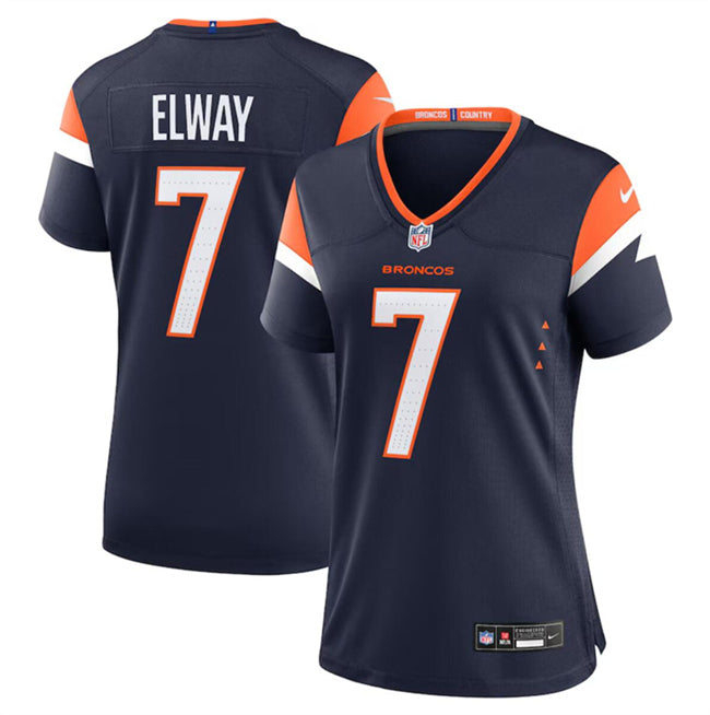 Custom Women’s Denver Broncos #7 John Elway Navy 2024 Alternate Stitched Jersey(Run Small)