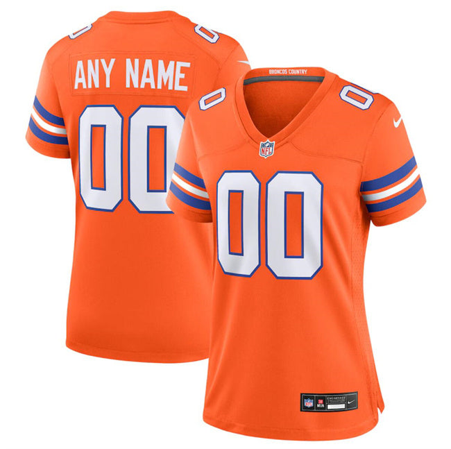 Custom Women’s Denver Broncos Active Player Custom Orange Mile High Collection 1977 Throwback Stitched Jersey(Run Small)