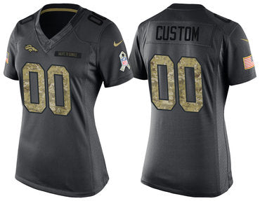 Custom Women’s Denver Broncos Anthracite Customized Camo 2016 Salute to Service Jersey