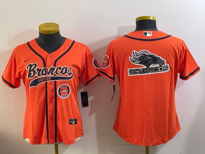 Custom Women’s Denver Broncos big logoorange Cool Base Stitched Baseball Jerseys
