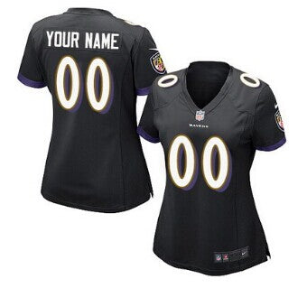 Custom Women’s Baltimore Ravens Customized Black Jersey
