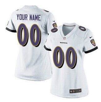Custom Women’s Baltimore Ravens Customized White Jersey