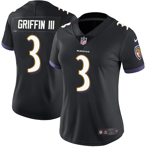 Custom Women Baltimore Ravens #3 Robert Griffin III Vapor Untouchable Limited Black Alternate Jersey
