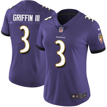 Custom Women Baltimore Ravens #3 Robert Griffin III Vapor Untouchable Limited Purple Jersey