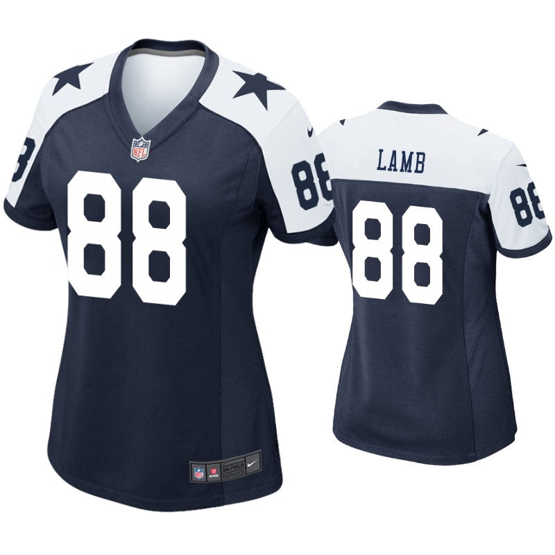 Custom Women Cowboys #88 CeeDee Lamb Navy Blue Thanksgiving Men’s Stitched NFL Vapor Untouchable Limited Throwback Jersey