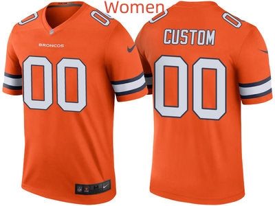 Custom Women Denver Broncos Orange Custom Color Rush Legend Jersey