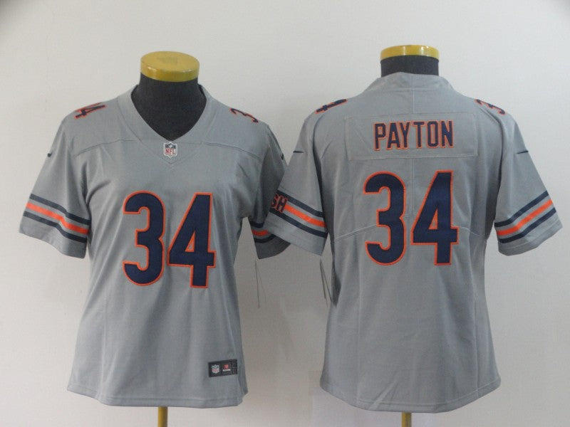 Custom Women Bears 34 Walter Payton Gray Women Inverted Legend Limited Jersey