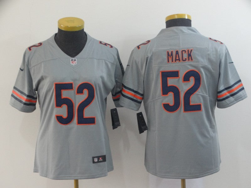 Custom Women Bears 52 Khalil Mack Gray Women Inverted Legend Limited Jersey