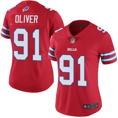 Custom Women Bills 91 Ed Oliver Red Women Color Rush Limited Jersey