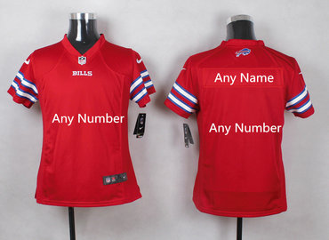 Custom Women Bills Red Stitched NFL Rush Customized Jersey
