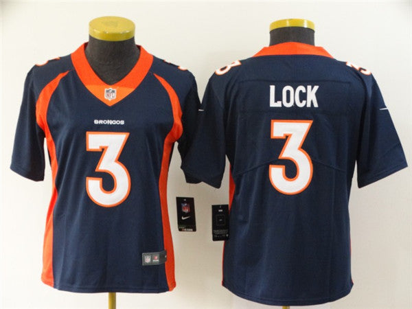 Custom Women Broncos 3 Drew Lock Navy Women Vapor Untouchable Limited Jersey