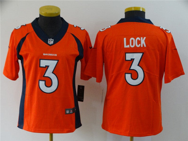 Custom Women Broncos 3 Drew Lock Orange Women Vapor Untouchable Limited Jersey