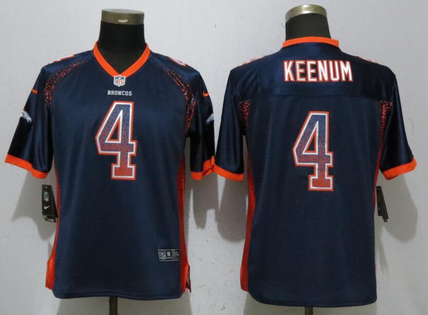 Custom Women Broncos 4 Case Keenum Navy Women Drift Fashion Jersey