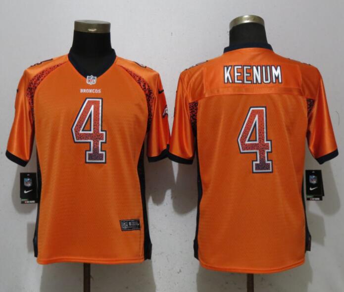 Custom Women Broncos 4 Case Keenum Orange Women Drift Fashion Jersey