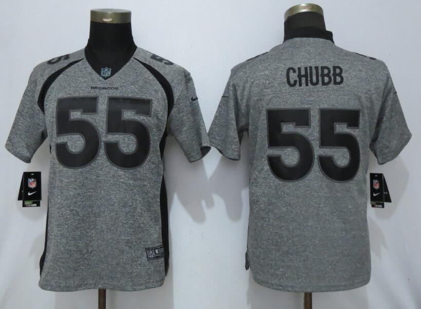 Custom Women Broncos 55 Bradley Chubb Gray Gridiron Gray Women Vapor Untouchable Limited Jersey