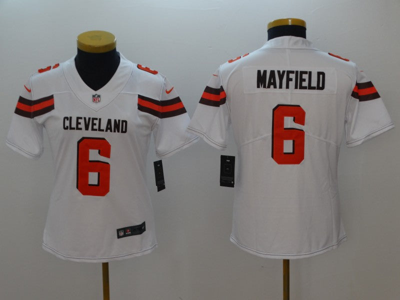Custom Women Browns 6 Baker Mayfield White Women New Vapor Untouchable Player Limited Jersey