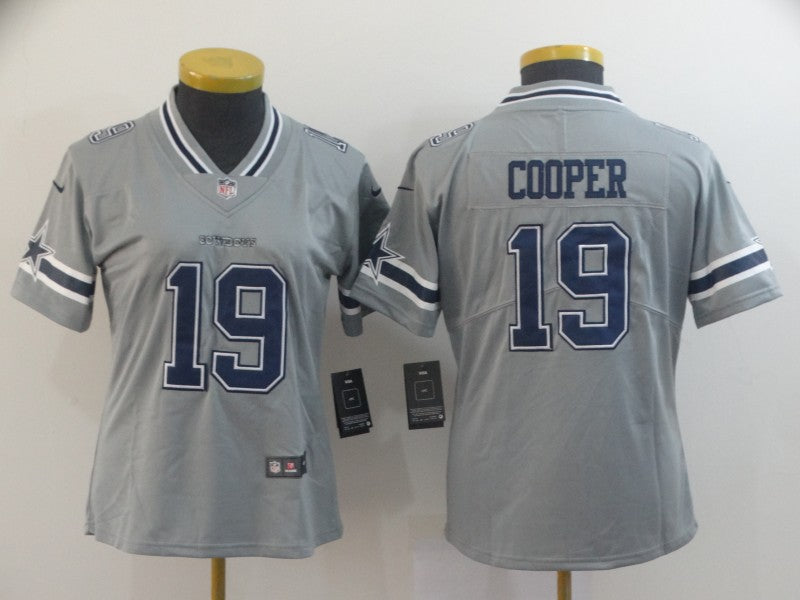 Custom Women Cowboys 19 Amari Cooper Gray Women Inverted Legend Limited Jersey
