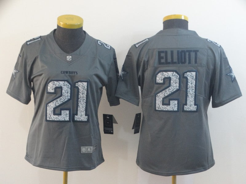 Custom Women Cowboys 21 Ezekiel Elliott Gray Camo Women Vapor Untouchable Limited Jersey