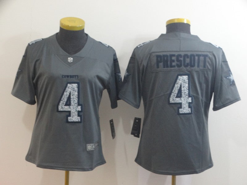 Custom Women Cowboys 4 Dak Prescott Gray Camo Women Vapor Untouchable Limited Jersey