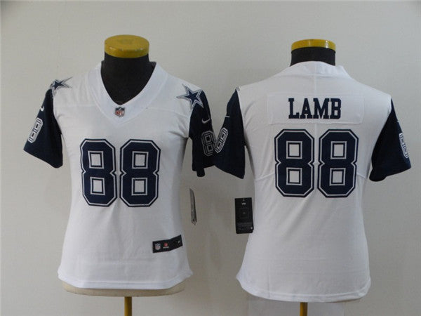 Custom Women Cowboys 88 Ceedee Lamb White Women 2020 NFL Draft Color Rush Limited Jersey
