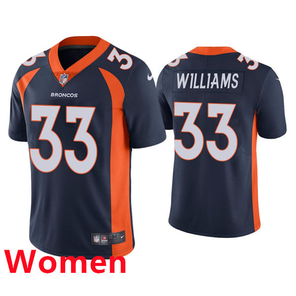 Custom Women Denver Broncos #33 Javonte Williams Navy Blue Jersey