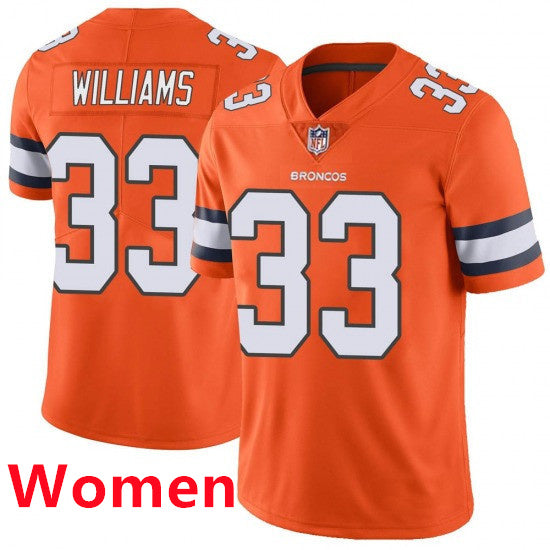 Custom Women Denver Broncos #33 Javonte Williams Orage Rush Jersey