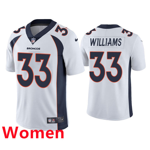 Custom Women Denver Broncos #33 Javonte Williams White Jersey